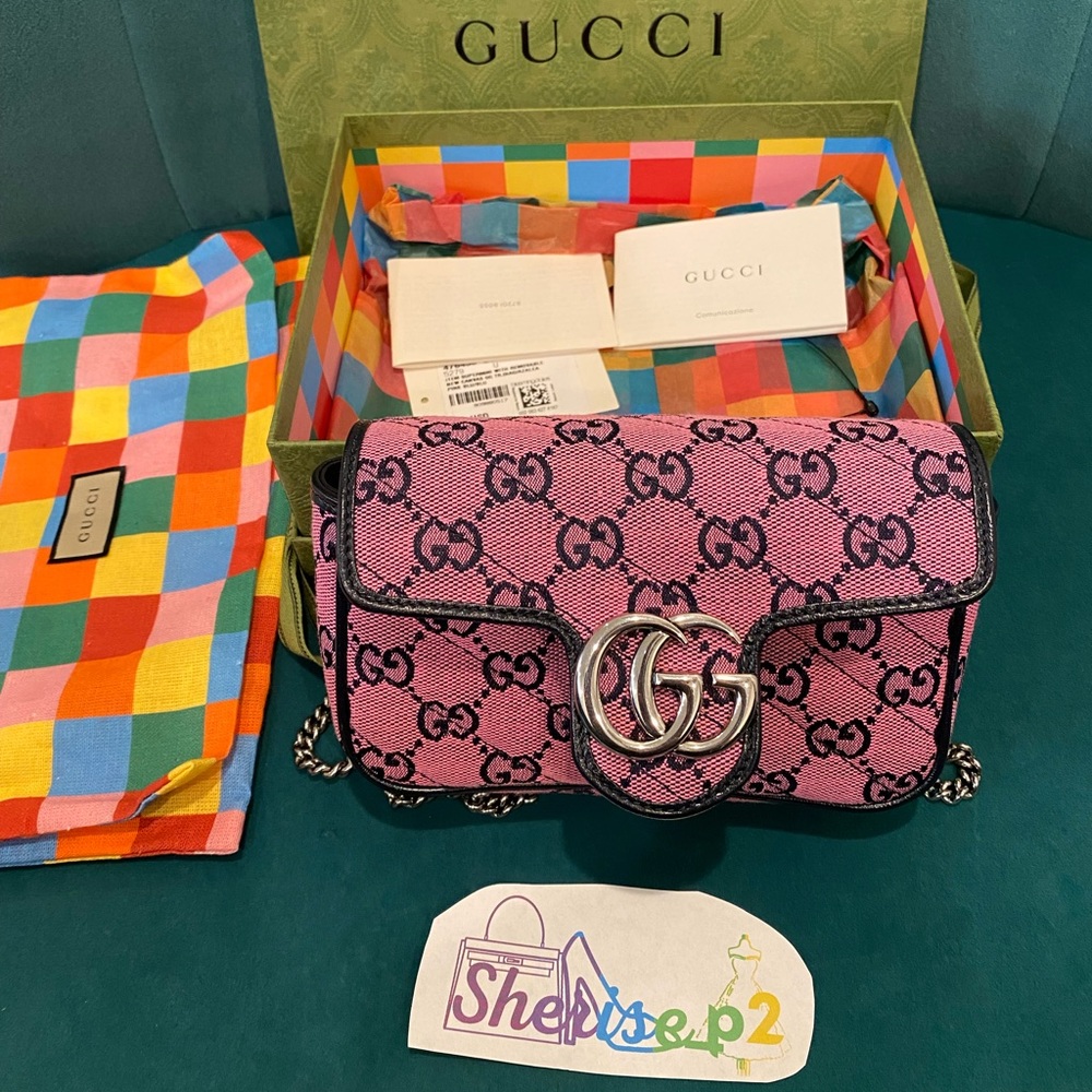 100% authentic Gucci super mini pink and blue cross body